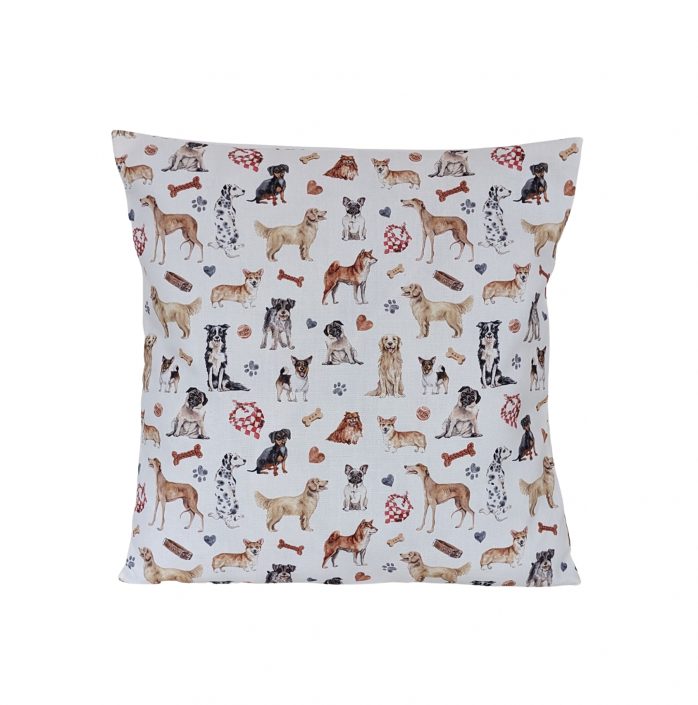 All The Dogs White Cushion Cover 14'' 16'' 18'' 20'' 22'' 24'' 26''